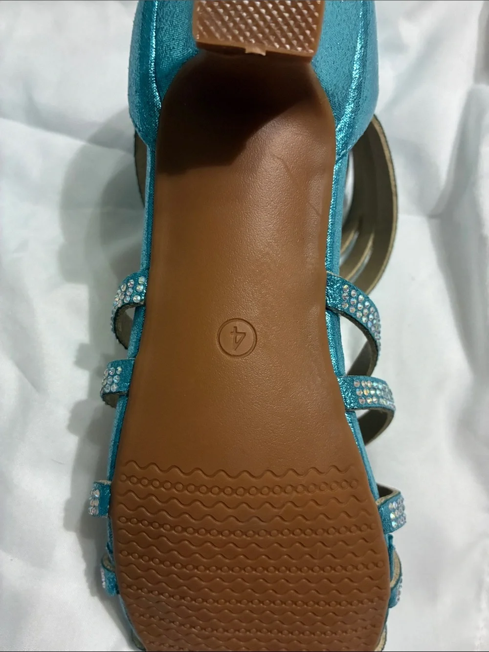 Teal Crystal Strappy High Heels